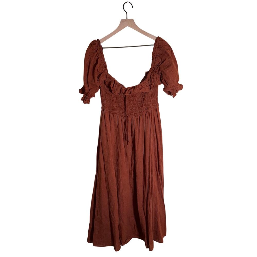 R. YIPOSHA orangeish brown off the shoulder milk maid cottagecore maxi dress XL